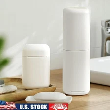 Travel Essentials Kit Toothbrush Case Soap Container Leak-Proof Compact Set New