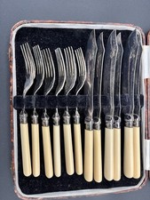 Antikes Fischbesteck Silber und Horn Sheffield England Top Zustand 6 Personen