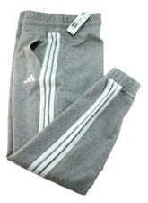 New ADIDAS Size Large Gray / White 3 Stripe Logo Women Sweat Pants MSRP 55
