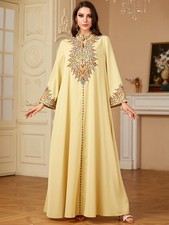 Dubai Arab Jalabiya Robe Abaya Muslim Women Embroidery Long Elegant Dress Kaftan
