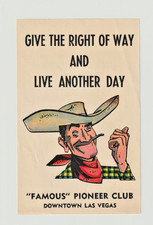 LAS VEGAS NEVADA FAMOUS PIONEER CLUB CASINO VINTAGE HOTEL  LUGGAGE LABEL