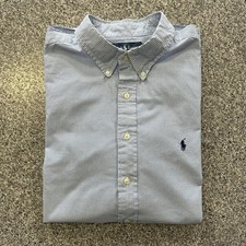 Ralph Lauren Button Down Shirt Mens 18 34/35 Classic Fit Blue White Check