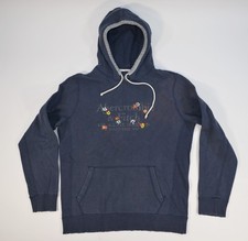 Abercrombie  Fitch Navy Blue Embroidered Flowers Hoodie Distressed Y2K M