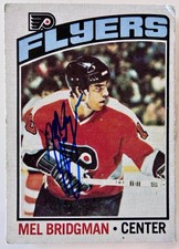 1976-77 OPC #26 MEL BRIDGMAN RARE SIGNED AUTO ROOKIE CARD PHILADELPHIA FLYERS!!. rookie card picture