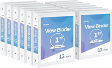 3 Ring Binder 1 Inch 12 Pack, Clear View Binder Three Ring PVC-Free Fit