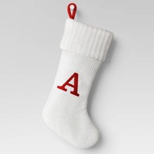 Wondershop White Knit Monogrammed Letter A Christmas Stocking Initial Holiday