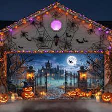 16X7Ft Halloween Garage Door Cover Decorations, Outdoor Decor Banner