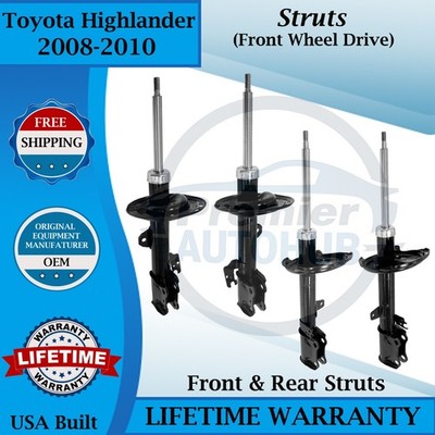 Monroe OEM Front & Rear Struts For 2008-2010 Toyota Highlander 2WD 9yr Warranty
