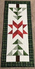 Handmade Quilted Table Runner/Topper 16 1/2" x 40" Christmas Red,Green,white