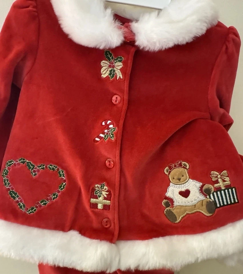3 Piezas 6-9 meses Rojo Navidad Vacaciones Papá Noel Traje y Sombrero a Juego Foto 4 de 4