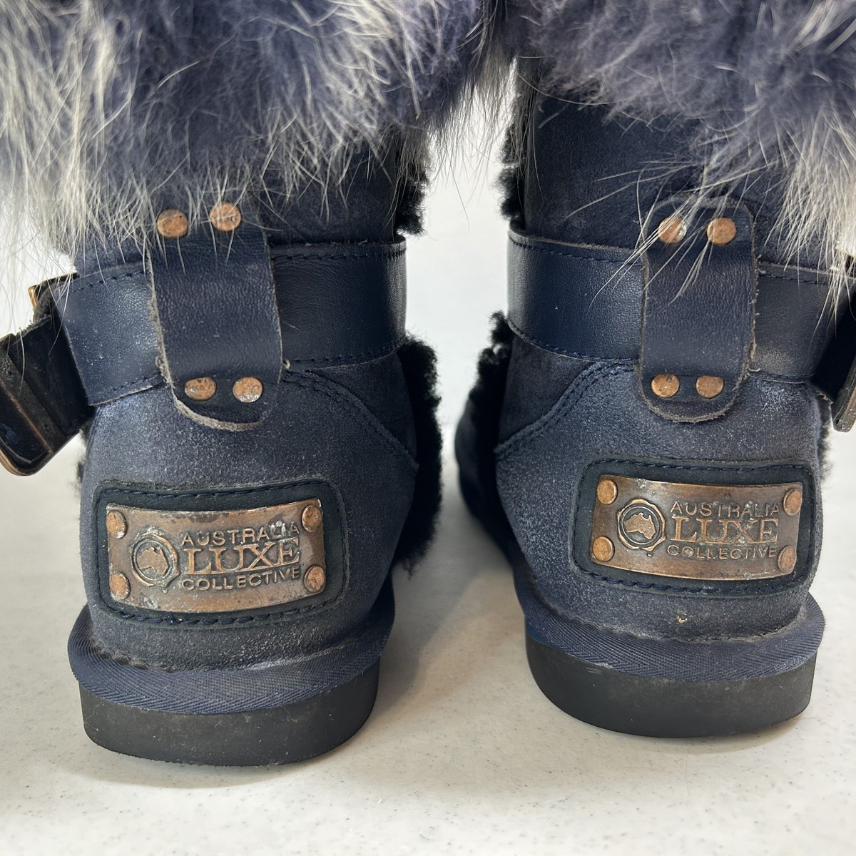 Australia Luxe Collective Tsar Short Boots Women’s 7 Leather Sheepskin Fox Fur View 6