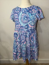 Lilly Pulitzer Girl's Mini Geanna Short Sleeve Dress XL 12/14 Preppy Seashell