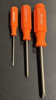 Vintage Craftsman USA Phillips Screwdriver High Visibility Orange GC! Lot Of 3
