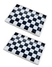 2 Pcs 3D Checkered Black and White Racing Flag Metal Car Stickers Chrome