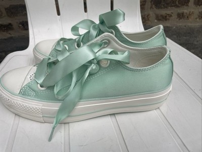 Converse Shoes Women Sz 7.5 Aloe Chuck Taylor All Star Lift Platform Matte Satin