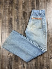 Vintage 70s Flare Blue Jeans Women s Talon USED Wide Leg Pants Zip Up 80s