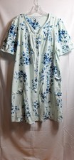 ADONNA Sleepwear Robe Housecoat Sz XXL Green Blue Graceful Bloom Cozy Comfy EUC