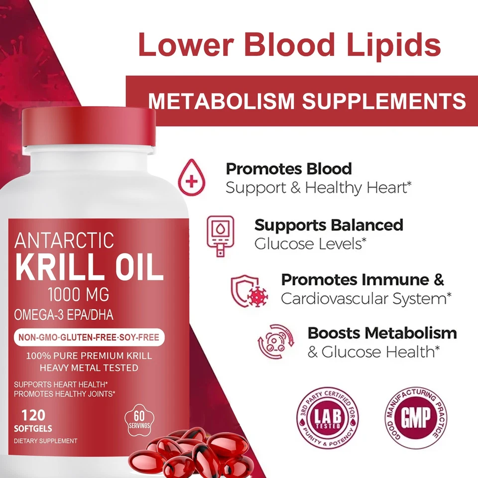 2 paquetes de aceite de krill antártico 1000 mg con Omega-3 EPA DHA y astaxantina EE. UU. Foto 4 de 4