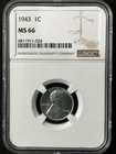 1943  1C Lincoln Wheat One Cent  NGC MS66  6811911-024