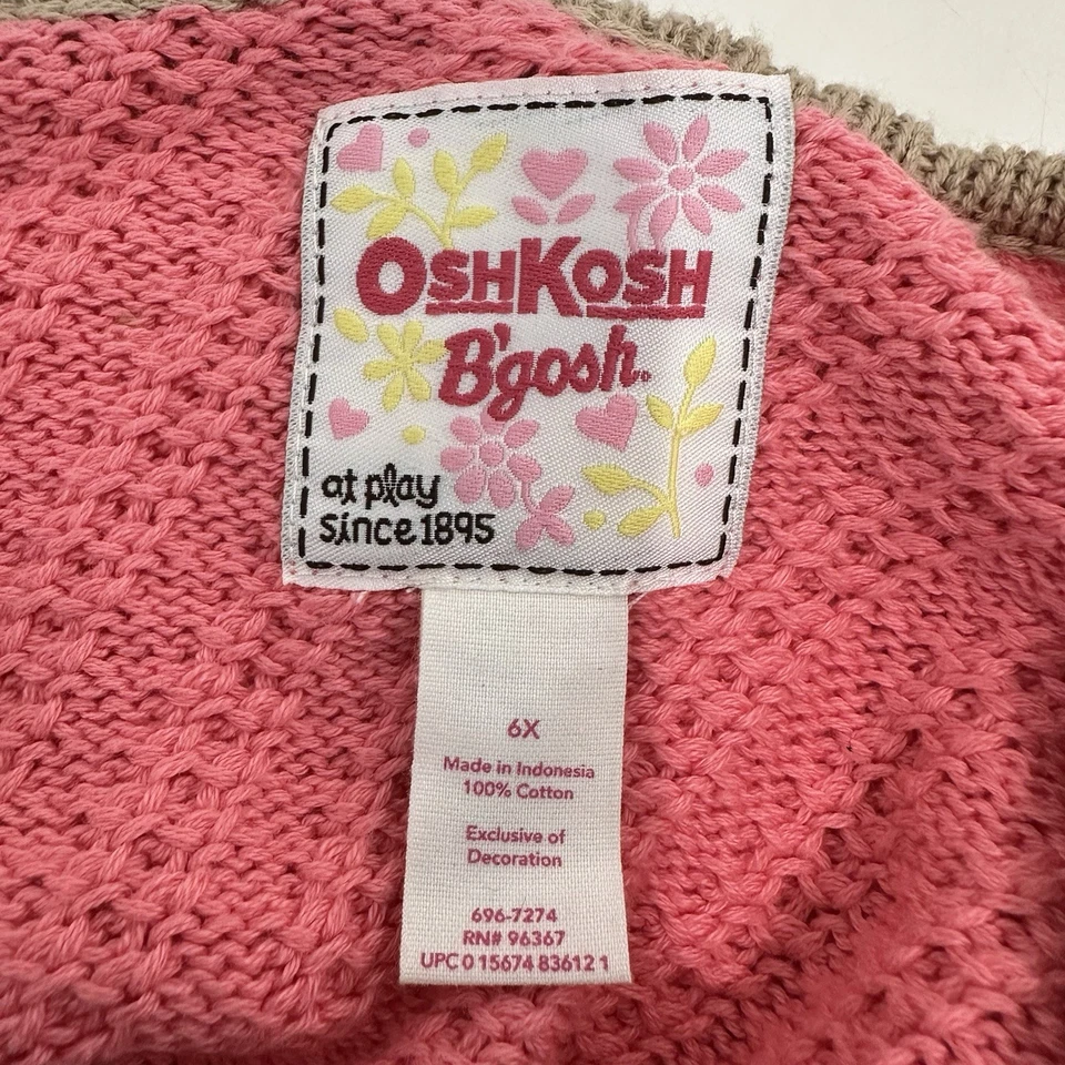 Cárdigan Oshkosh B'gosh Niñas 6x Rosa Tejido Bordado NUEVO * Ver Tabla de Tallas* NUEVO Foto 3 de 4