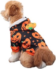 ANIAC Halloween Dog Hoodies Pumpkin Cat Costume Warm Puppy Large, orange