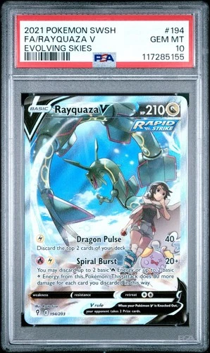 Pokemon Rayquaza V 194/203 Full Art SWSH Evolving Skies PSA 10 GEM MINT
