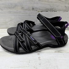 Teva Women's Size 10 TIRRA Vegan Sandals 4266 Black Purple Trim