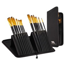 15 PCS WA Portman Professional Paint Brush Set Durable Zipper Case Kit Art