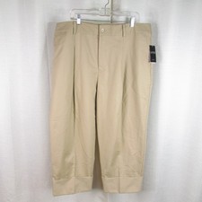 NWT Ralph Lauren LRL Khaki Pants Size 18 Cuffed Cropped Preppy Pockets Pleats  