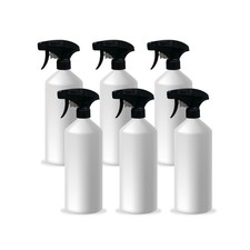 6x 1L Plastic Spray Bottles Heavy Duty Chemical Resistant Black Janitorial Clean