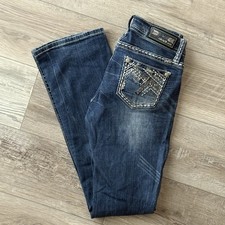 Grace In LA Jeans Women  s 28 Embellished Bling Western Cowgirl Bootcut Rodeo