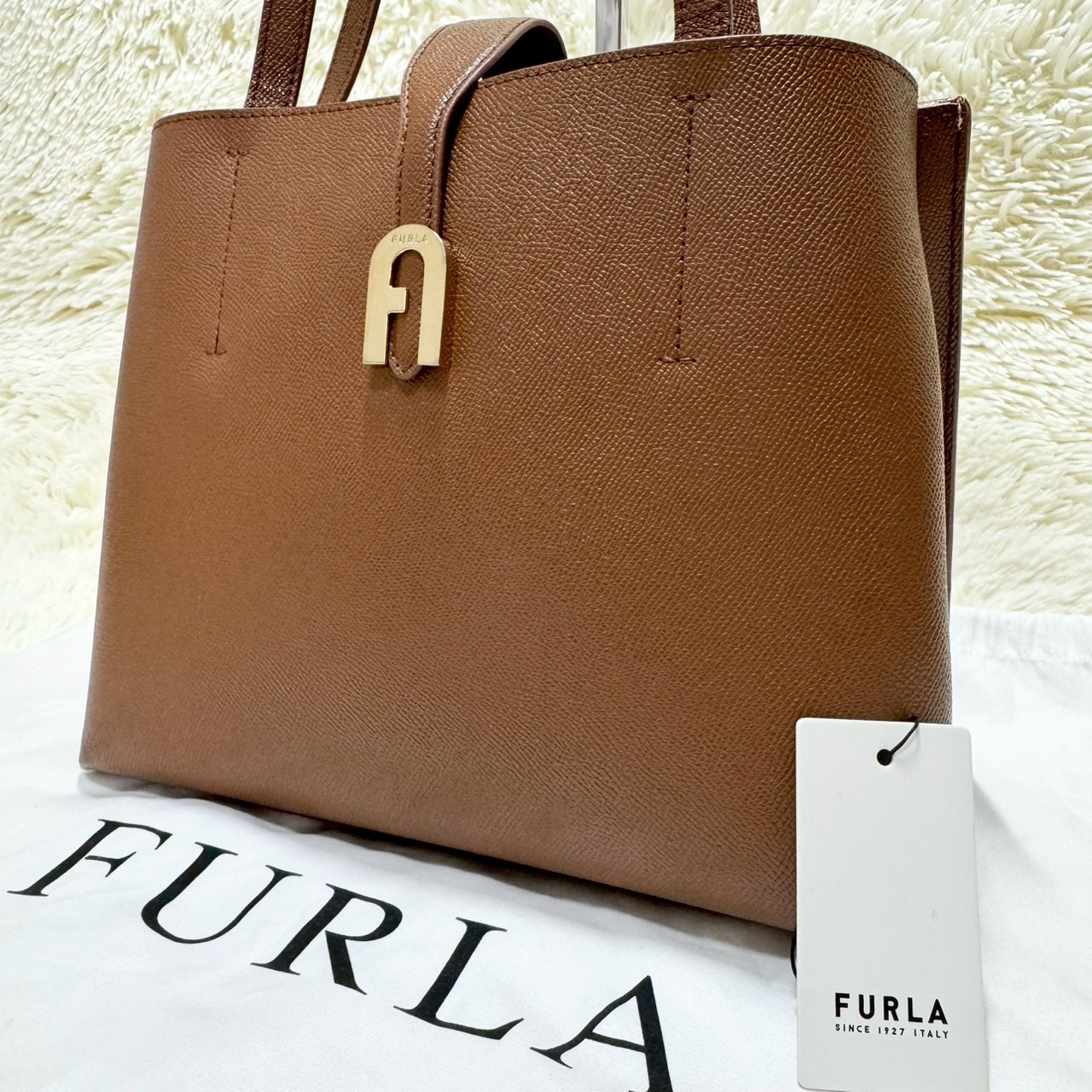 FURLA SOFIA Current Arch logo Brown Saffiano leat… - image 1