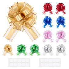 Multicolor Organza Pull String Ribbon Gift Wrap Bows Basket Decor 6 Inch 12 PCS