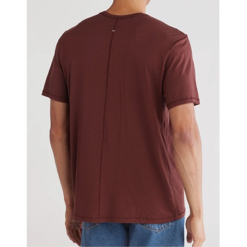 rag & bone Men's Short Sleeve Lightweight Crew T-Shirt Cotton Lyocell Spice Plum - Picture 2 of 2