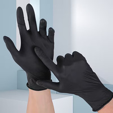 200Pcs Black Nitrile Gloves Disposable Powder Latex Free M L for Cleaning Tattoo