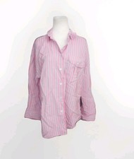 ZARA Camicia oversize a righe verticali rosa blu con bottoni manica lunga donna S