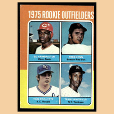Fred Lynn Ed Armbrister Terry Whitfield Tom Poquette Rookie #622 1975 Topps Card. rookie card picture