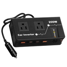 200W Car Power Inverter, Dual DC 12V to 110V AC Car Outlet Adapter to Wall Pl...