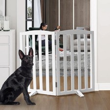 Freestanding Dog Gate Indoor, Doggie Gate Foldable Dog Gates for Doorways,Sta...