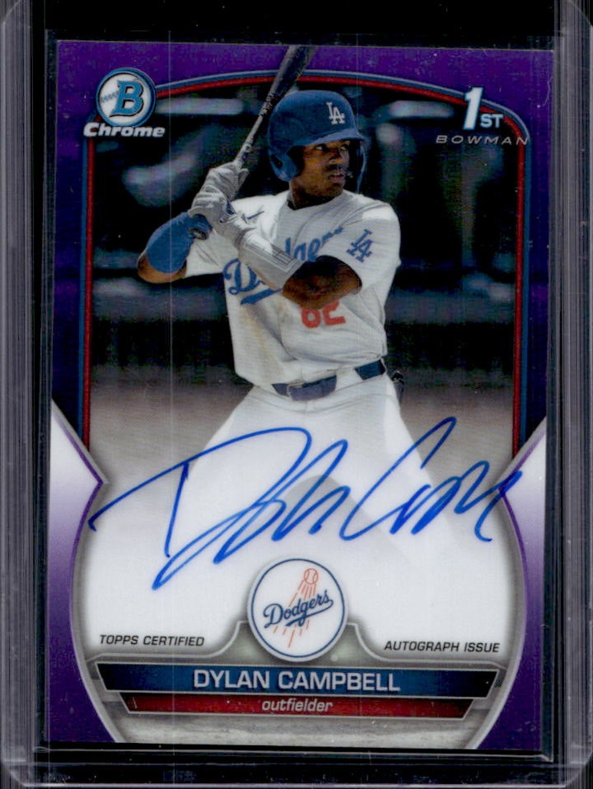 2023 Bowman Draft Dylan Campbell Chrome Auto Purple Refractor 1st #/250 Dodgers