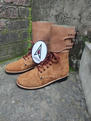 Brown Army Tactical boots combat Military style Lace-up Ankle High Durable Boots