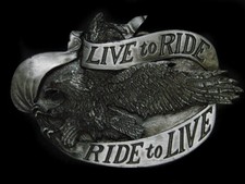 TI11160 VINTAGE 1981  LIVE TO RIDE RIDE TO LIVE  MOTORCYCLE BELT BUCKLE
