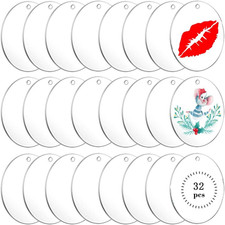 32-Piece 2-Inch Clear Acrylic Round Ornament Blanks for DIY Crafts