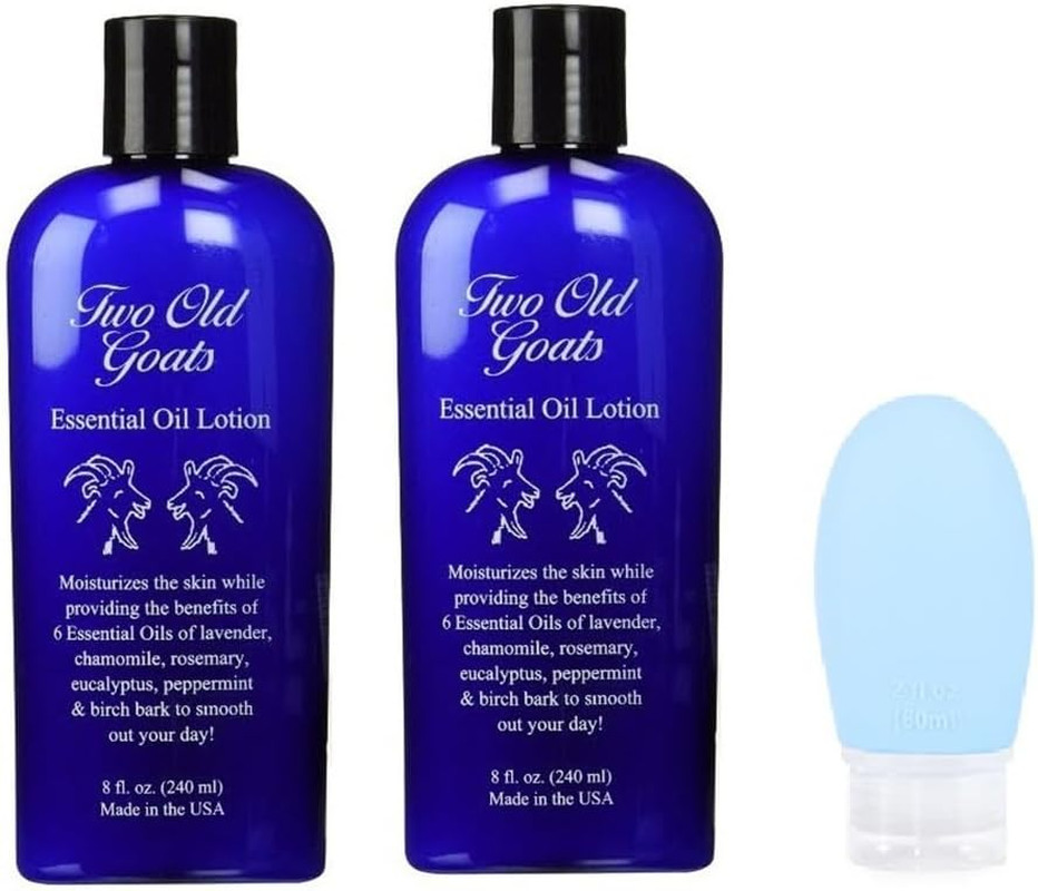 Two Old Goats Lotion 8Oz (Pack of 2) - with Exclusive Travel Bottle