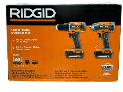 #ad Ridgid 18V 1 2quot; Drill Driver amp; 1 4quot; Impact Driver W Charger amp; 2 Batteries R92721 $114.95