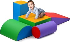 Soft Climbing Toys for Toddlers Indoor-5 PC Baby Foam Climbing Blocks,PU Leat..
