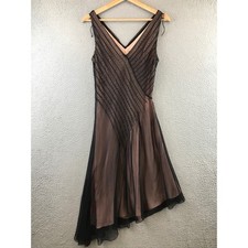 Vintage Adrianna Papell Beaded Illusion Asymmetrical Hem Cocktail Dress 8