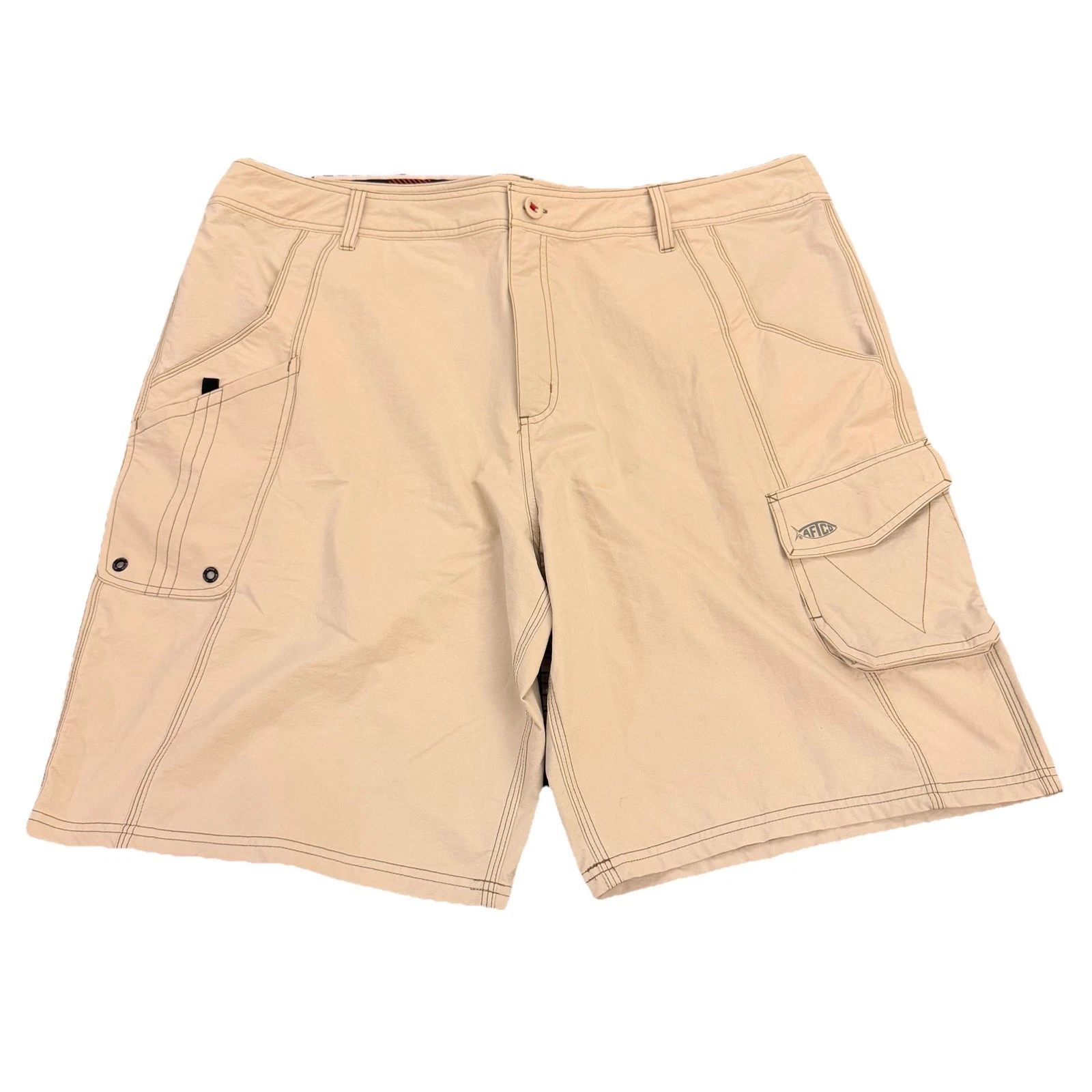 AFTCO Stealth Fishing Shorts Men's 42 Khaki Tan Performance Cargo Shorts AFTECH