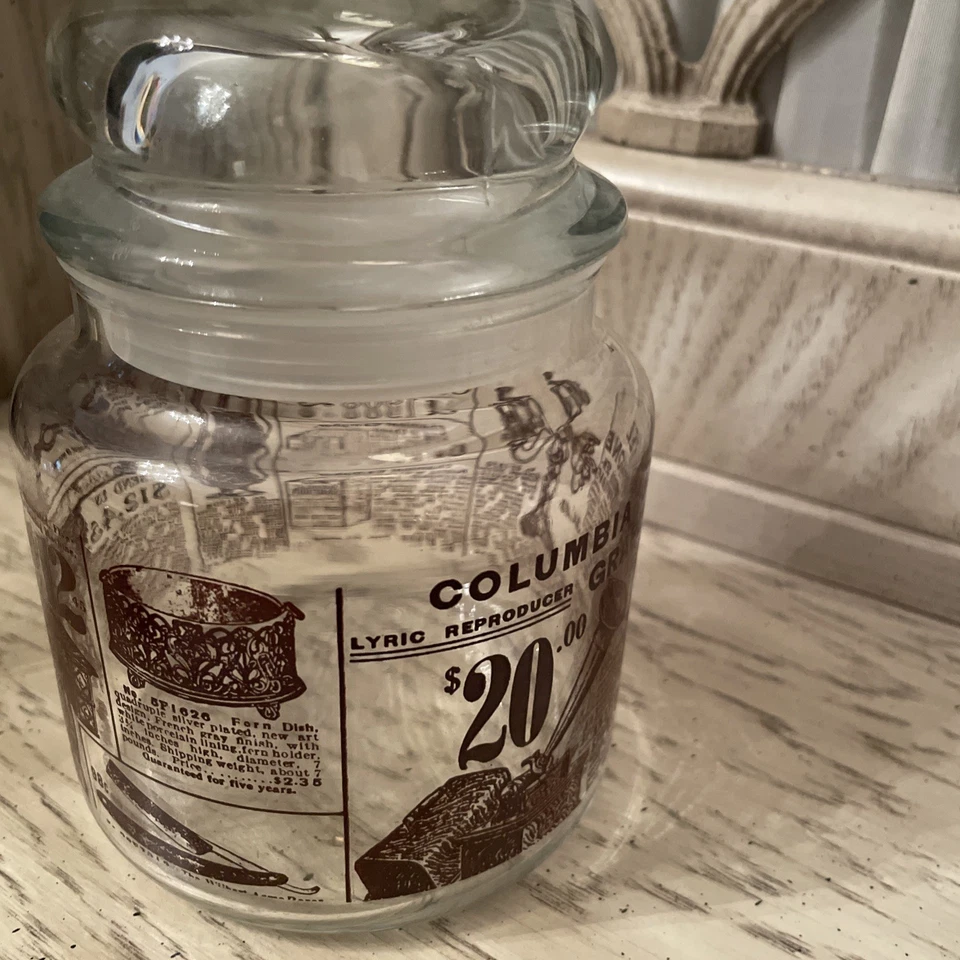 VTG Sears Roebuck & Co 1906 Catalog Reproduction Graphics Glass Canister W/ Lid - Image 4 of 4