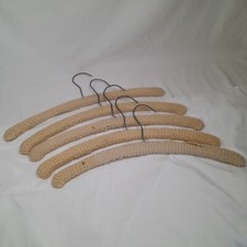 5 Hand Crochet/ Knitted Wooden Coat Hangers Multicolor Vintage Colorful Coat